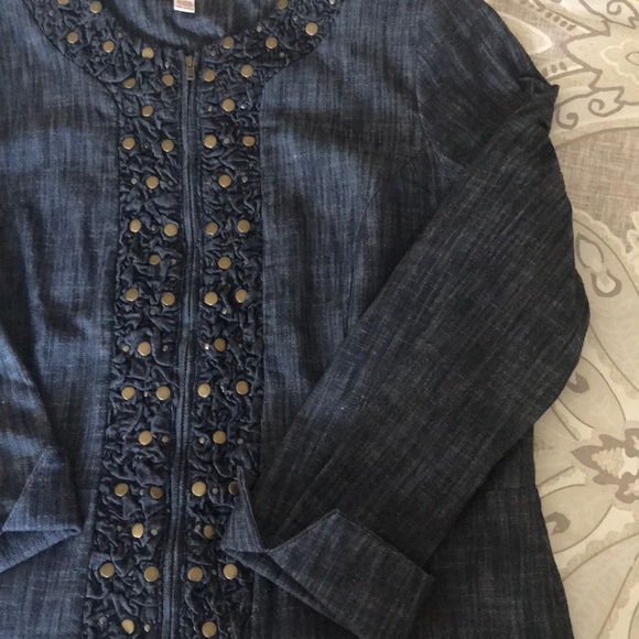 JM Collection Detailed Jean Jacket - Picture 5 of 7